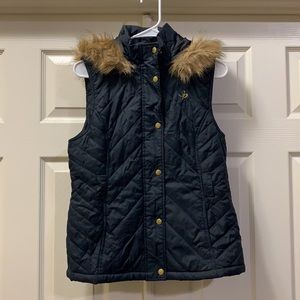 South Pole Hooded Vest with Fur Trim